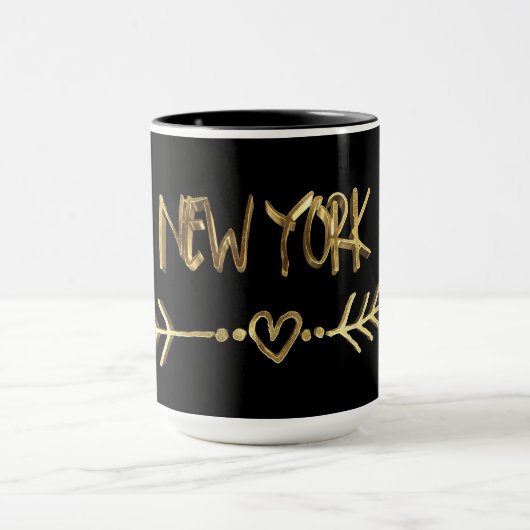 New York Gold Kijk Typografie USA City Elegant Mok (Midden)