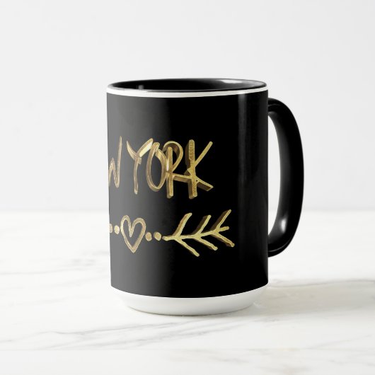 New York Gold Kijk Typografie USA City Elegant Mok (Voorkant rechts)