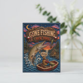 New York Gone Fishing Muskellunge Briefkaart (Staand voorkant)
