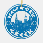 New York Greek American Keramisch Ornament (Voorkant)
