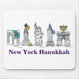 New York Hanukkah NYC Buildings Holiday Mousepad Muismat