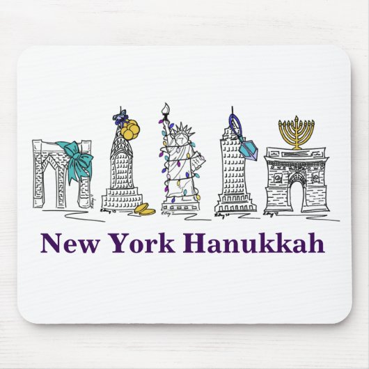 New York Hanukkah NYC Buildings Holiday Mousepad Muismat (Voorkant)