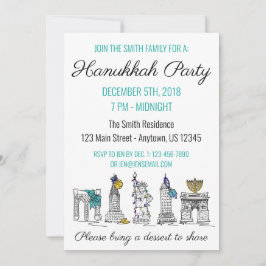 New York Hanukkah NYC Landmarks Jewish Holiday Kaart