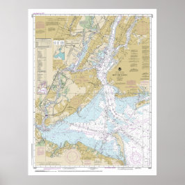 New York Harbor Nautische Grafiek 12327 Poster