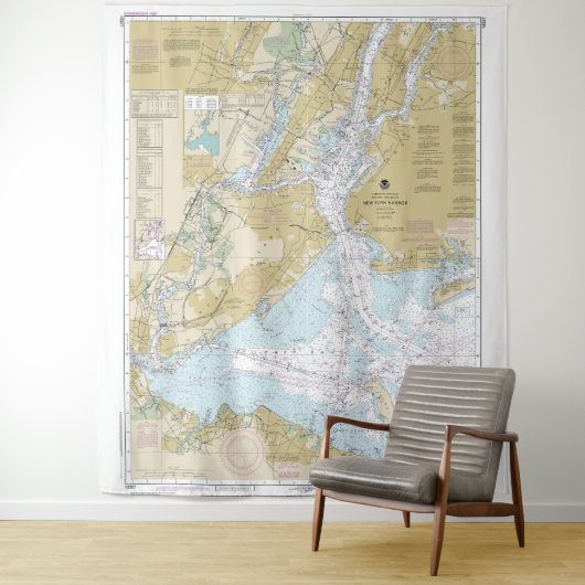 New York Harbor Nautische Grafiek 12327 Wandkleed (In situ)