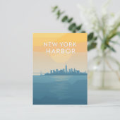 New York Harbor Sunset Briefkaart (Staand voorkant)