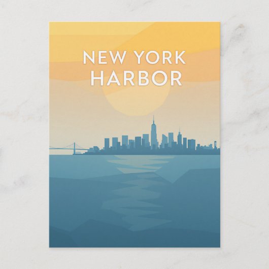 New York Harbor Sunset Briefkaart (Voorkant)