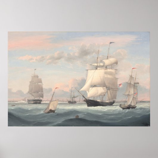 New York Harbour - Fitz Henry Lane Fine Art Poster (Voorkant)