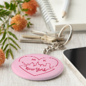 New York Heart aangepaste monogram sleutelketens Sleutelhanger (Zijkant)