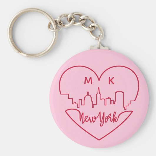 New York Heart aangepaste monogram sleutelketens Sleutelhanger (Voorkant)