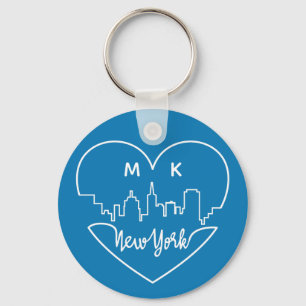 New York Heart aangepaste monogram sleutelketens Sleutelhanger