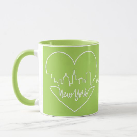 New York Heart aangepaste naam & kleur mokken (Links)