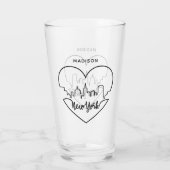 New York Heart, aangepaste naam pint glass Glas (Achterkant)