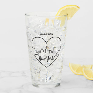 New York Heart, aangepaste naam pint glass Glas
