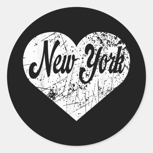 New York Heart Ronde Sticker (Voorkant)