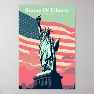 New York heeft een standbeeld of liberty u.s.a. Poster