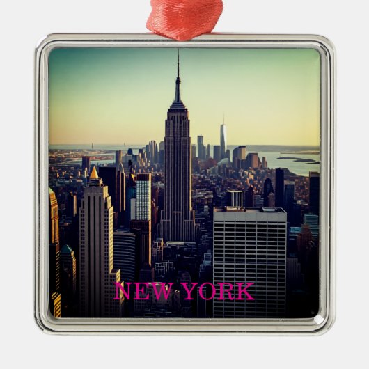 New York – Het Empire State-icoon Metalen Ornament (Voorkant)