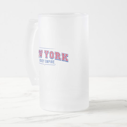 New York Hockey Empire 16 oz Frosted Glass Mok (Voorkant links)