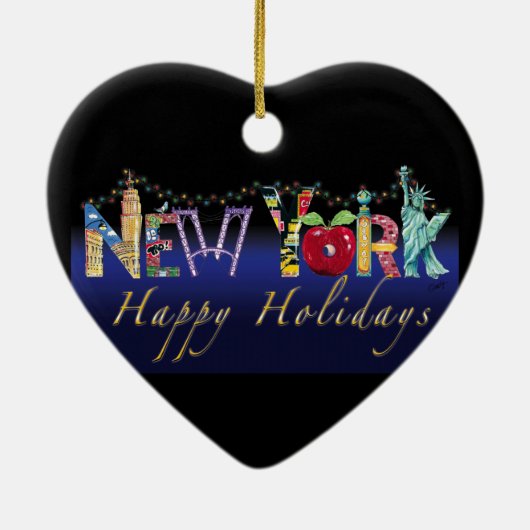 New York Holiday Ceramic Ornament (Achterkant)