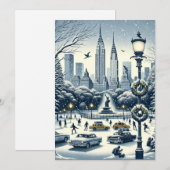 New York Holiday Elegance - Aanpasbare Kaart. Feestdagenkaart (Voorkant / Achterkant)