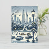 New York Holiday Elegance - Aanpasbare Kaart. Feestdagenkaart (Staand voorkant)