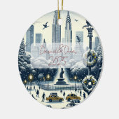 New York Holiday Elegance - Customisable Christmas Keramisch Ornament (Links)