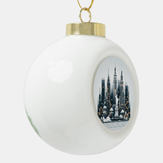 New York Holiday Elegance - Customizable Christmas Keramische Bal Ornament