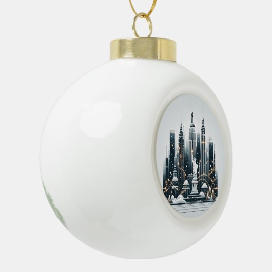 New York Holiday Elegance - Customizable Christmas Keramische Bal Ornament (Links)