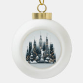 New York Holiday Elegance - Customizable Christmas Keramische Bal Ornament (Voorkant)