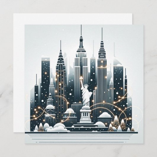 New York Holiday Elegance -  Kerstmis Bedankkaart (Voorkant / Achterkant)