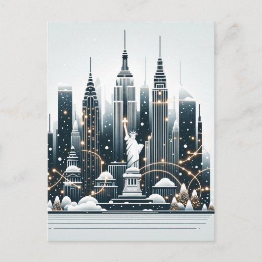 New York Holiday Elegance -  Kerstmis Briefkaart (Voorkant)