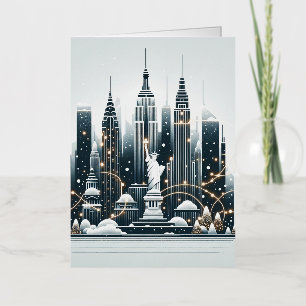 New York Holiday Elegance - Kerstmis Folie Feestdagenkaart