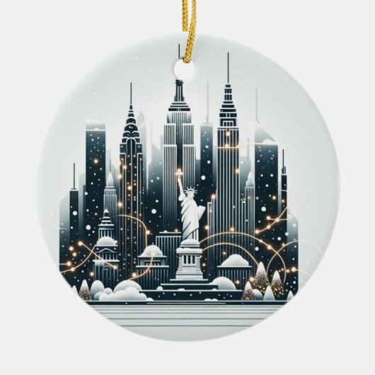 New York Holiday Elegance -  Kerstmis Keramisch Ornament (Voorkant)