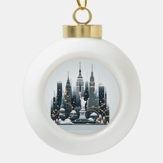 New York Holiday Elegance -  Kerstmis Keramische Bal Ornament (Voorkant)