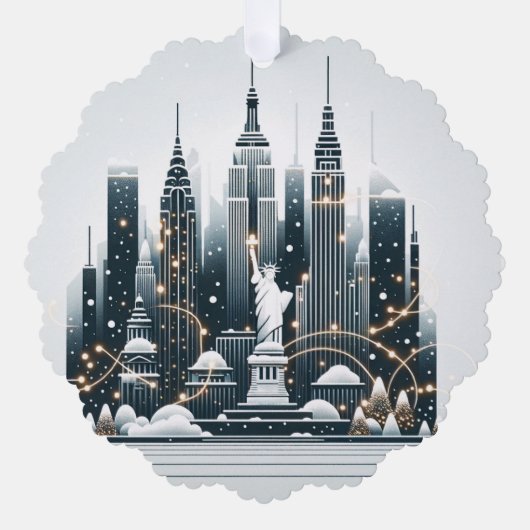 New York Holiday Elegance -  Kerstmis Ornament Kaart (Voorkant)