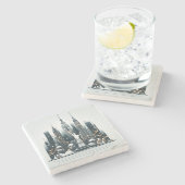 New York Holiday Elegance -  Kerstmis Stenen Onderzetter (Zijkant)