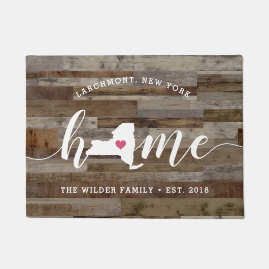 New York Home State Personalized Wood Kijk uit Deurmat (Voorkant)