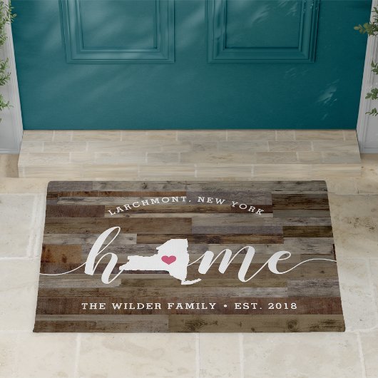 New York Home State Personalized Wood Kijk uit Deurmat
