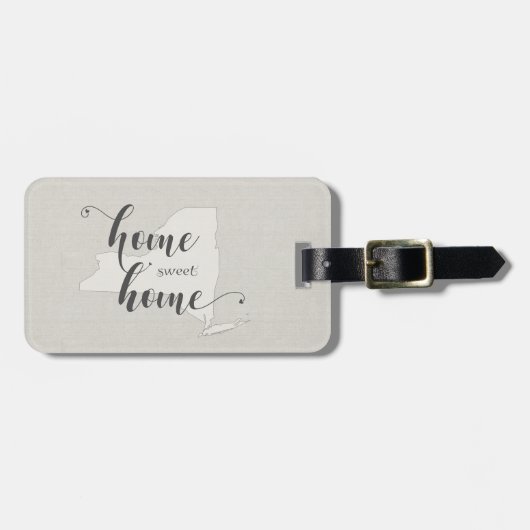 New York - Home Sweet Home burlap-look Bagagelabel (Voorkant horizontaal)