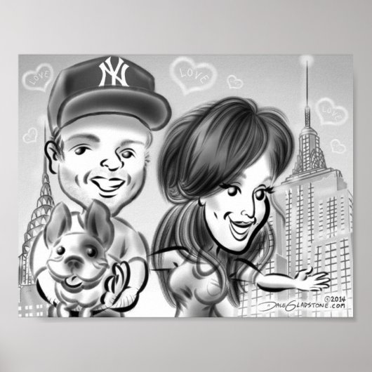 New York Hondenliefhebbers Caricature Poster (Voorkant)