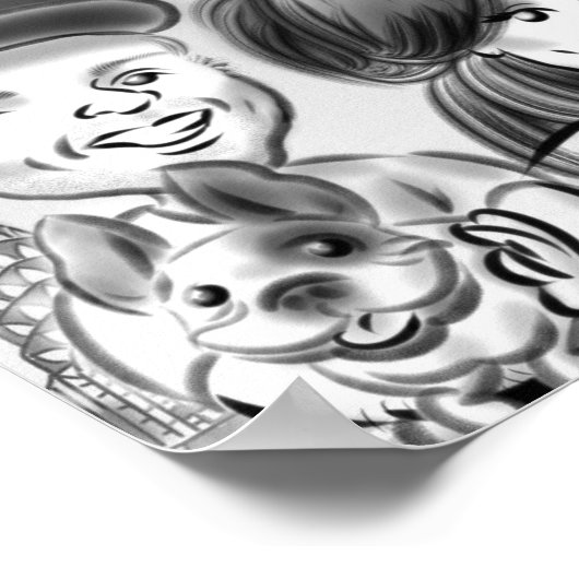 New York Hondenliefhebbers Caricature Poster (Hoek)