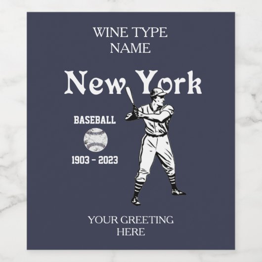 New York Honkbal 2023 Retro Wijn Etiket (Enkel label)