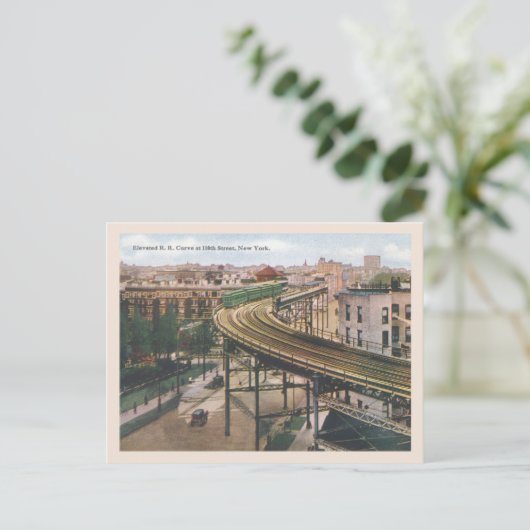  New York hooggeplaatste Railroad 110th Street Briefkaart (Staand voorkant)