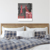 New York Hoogte van nacht - Rood Canvas Afdruk (Insitu (Slaapkamer))