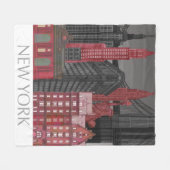 New York Hoogte van nacht - Rood Fleece Deken (Voorkant (Horizontaal))