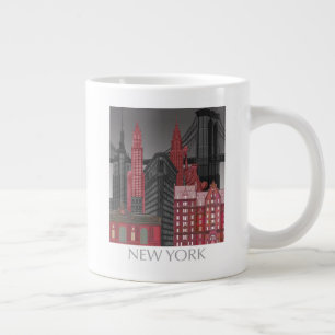 New York Hoogte van nacht - Rood Grote Koffiekop
