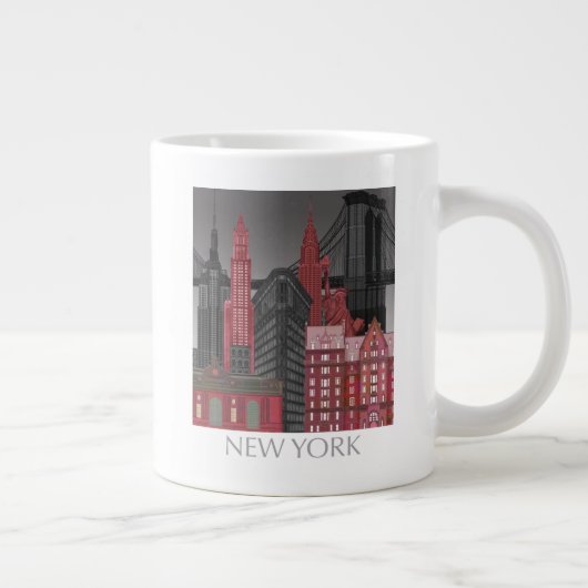 New York Hoogte van nacht - Rood Grote Koffiekop (Rechts)