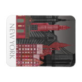 New York Hoogte van nacht - Rood Magneet (Horizontaal)