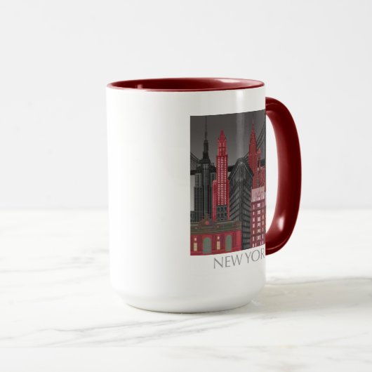 New York Hoogte van nacht - Rood Mok (Voorkant rechts)