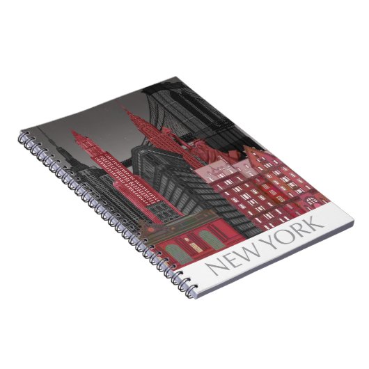 New York Hoogte van nacht - Rood Notitieboek (Rechterzijde)